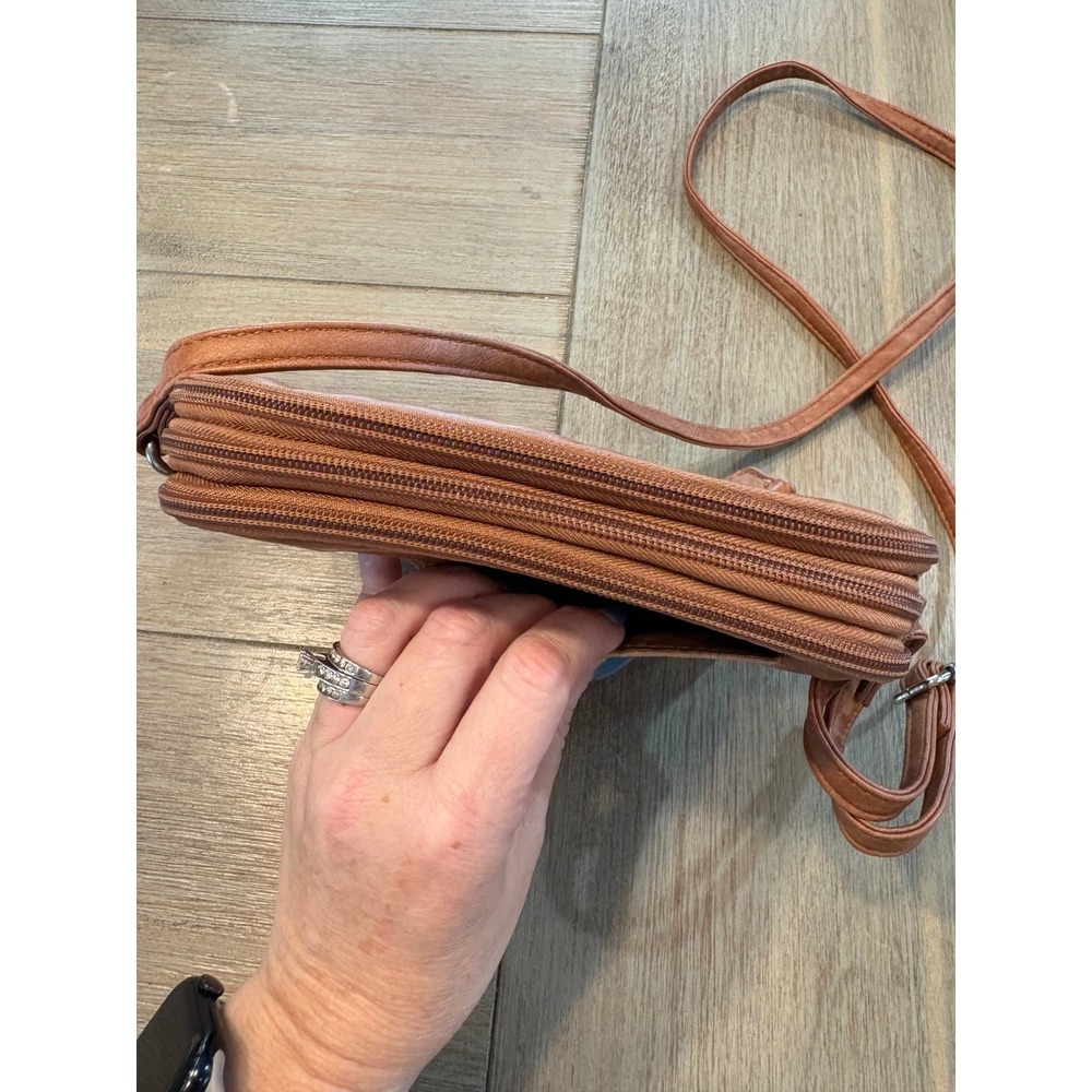 Multi Sac Brown Faux Leather Crossbody Bag‎ Organizer Multiple Pockets - Picture 6 of 8